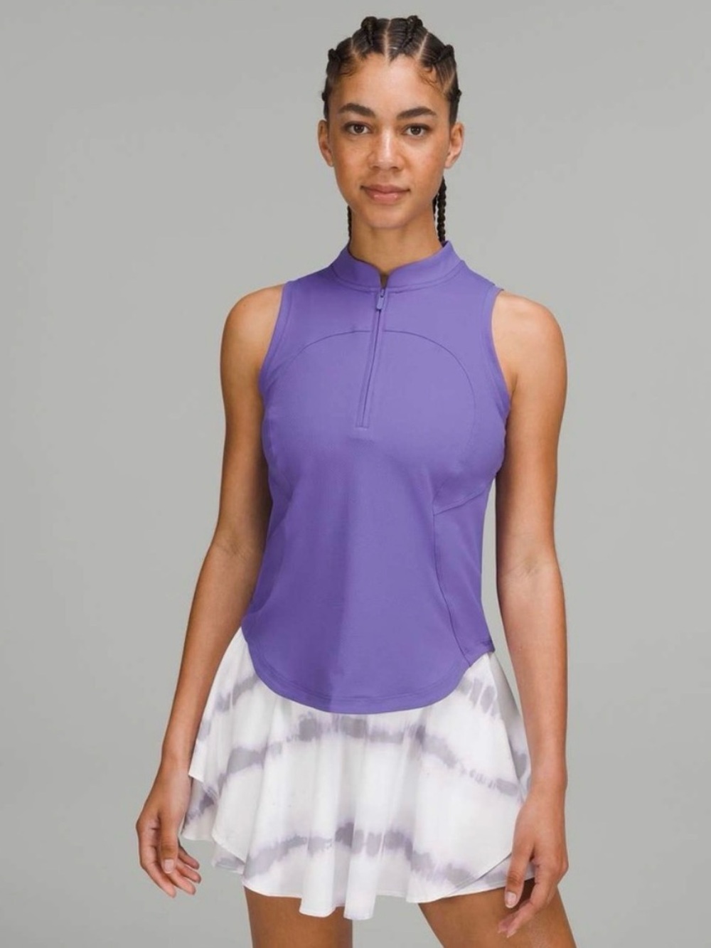 lululemon front zip mock neck tank Charged Indigo CHAI